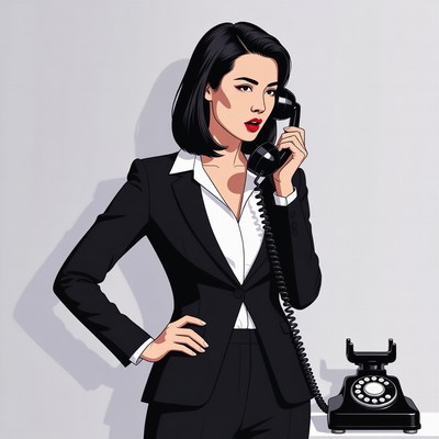 Asian woman talking on phone