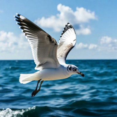 Seagull flying over ocean