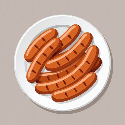 Grilled Sausages on White Plate