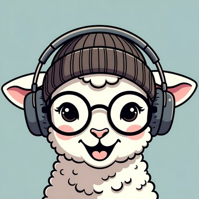 Cute Sheep Wearing Headphones and Glasses