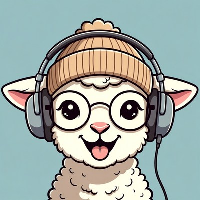 Cute sheep wearing headphones and glasses