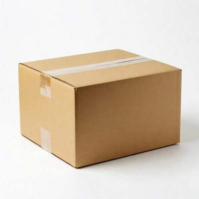 Brown Cardboard Box with Tape