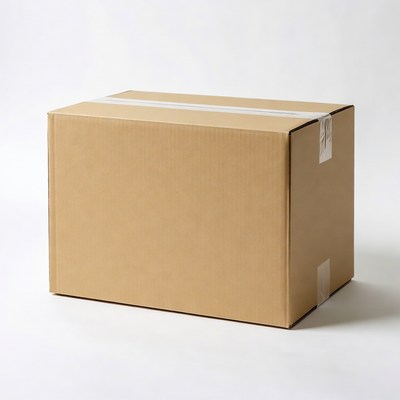 Cardboard box on white background