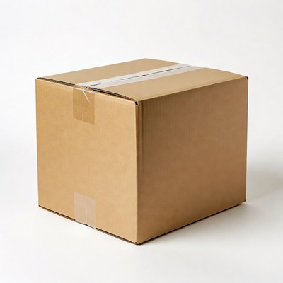 Cardboard box with tape