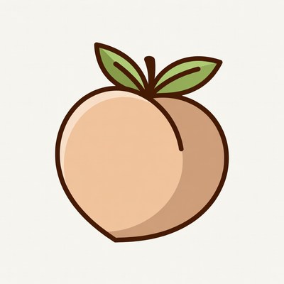 Peach fruit with green leaf