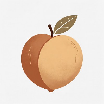 Peach with leaf illustration