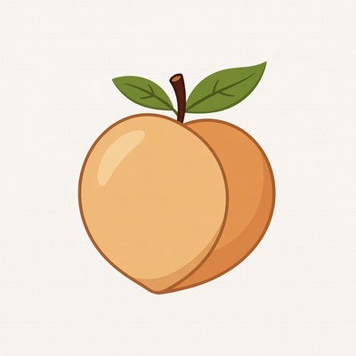 Peach with green leaf illustration