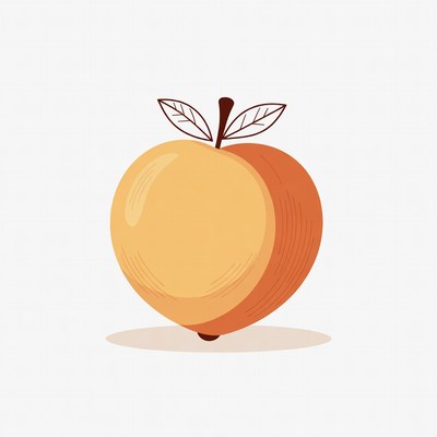 Peach with leaf illustration
