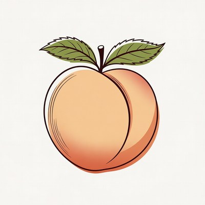 Peach fruit with green leaf