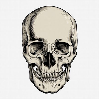 Detailed Human Skull Illustration