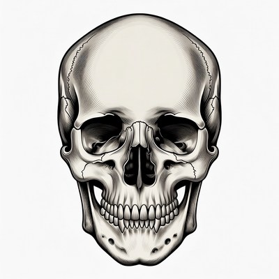 Detailed Human Skull Illustration
