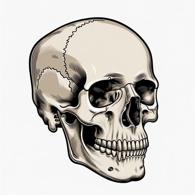 Detailed Human Skull Illustration