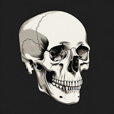 Skull illustration on black background