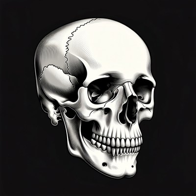 Grinning Human Skull Illustration