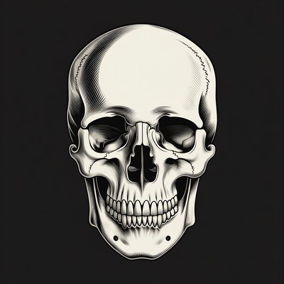 Black and white skull illustration
