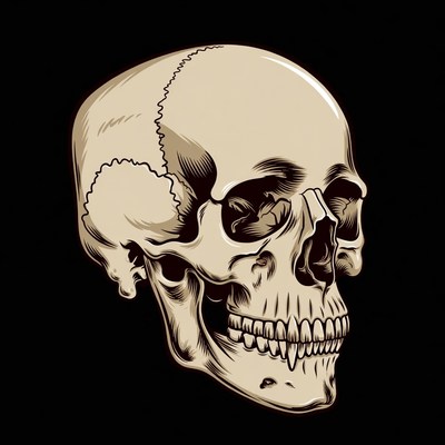 Grinning Vampire Skull Illustration