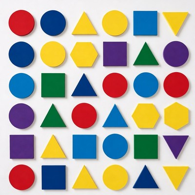 Colorful Wooden Shapes Grid