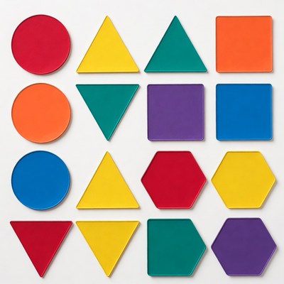 Colorful Geometric Shapes on White