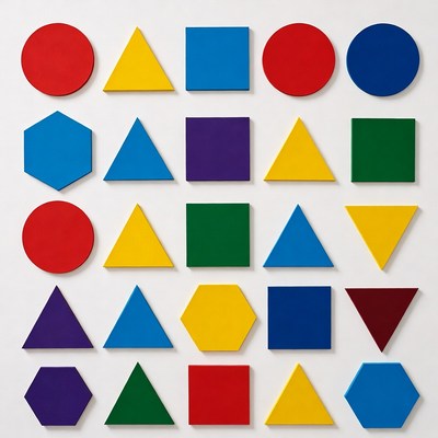 Colorful Wooden Shapes on White Background