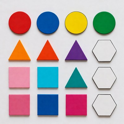 Colorful Shapes on White Background