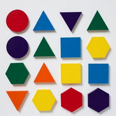Colorful Geometric Shapes on White