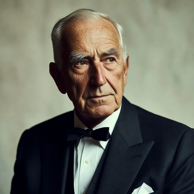 Elderly man in tuxedo with bow tie