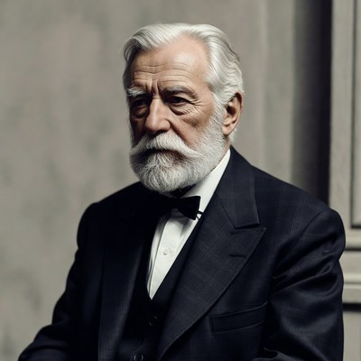 Elderly man in tuxedo with white beard
