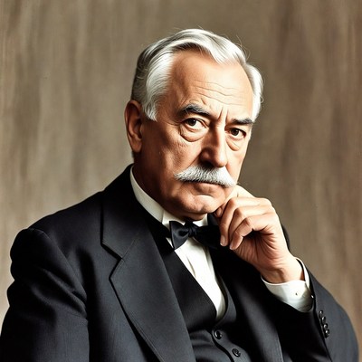 Elderly man with mustache in suit