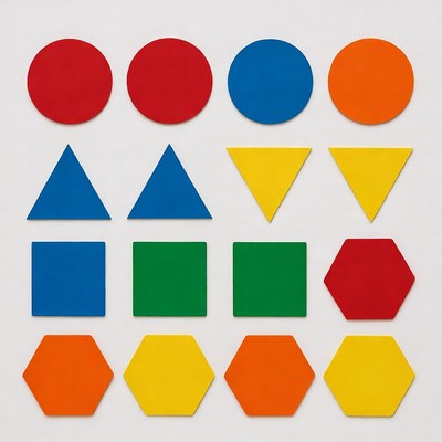 Colorful Shapes Circles Triangles Squares Hexagons