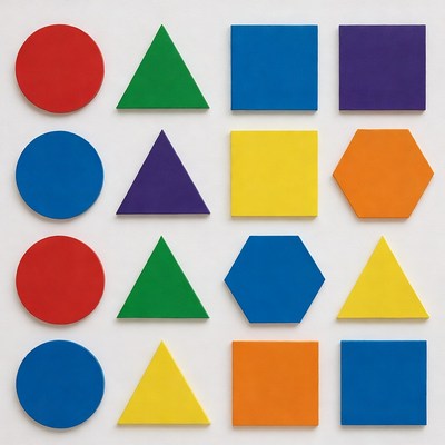 Colorful Shapes on White Background