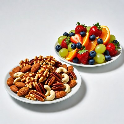 Mixed Nuts and Berries on Plates