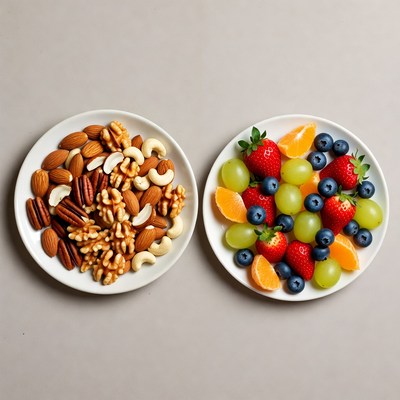 Nuts and Mixed Berries on Plates
