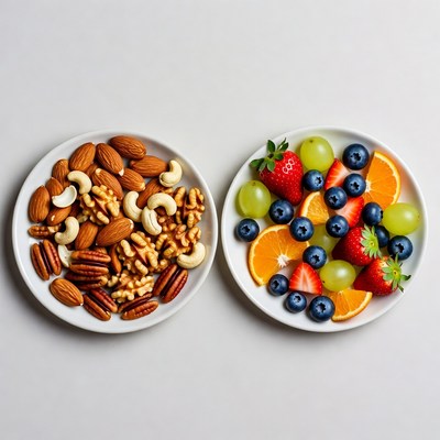Nuts and Mixed Berries on Plates