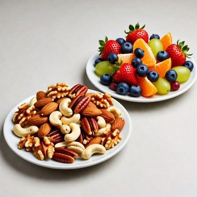 Mixed Nuts and Fresh Fruit Plates