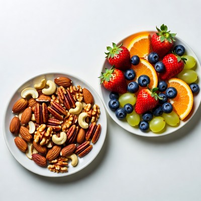 Mixed Nuts and Fresh Fruit Bowls