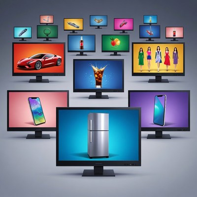 Multiple Monitors Displaying Ads