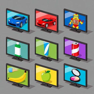 Colorful Screens Displaying Objects Illustration
