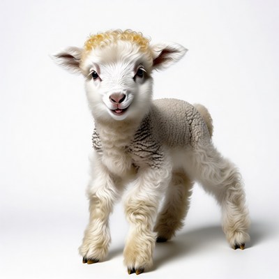 Cute fluffy baby lamb standing