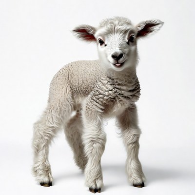Cute baby lamb on white background