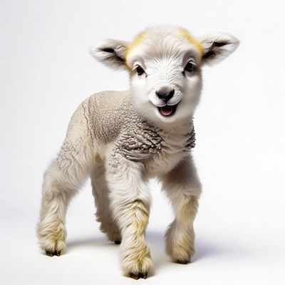 Cute fluffy lamb standing