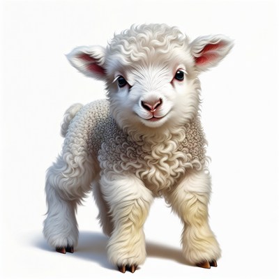 Cute fluffy baby lamb
