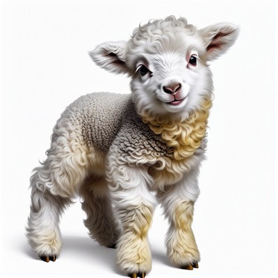 Cute fluffy baby lamb standing