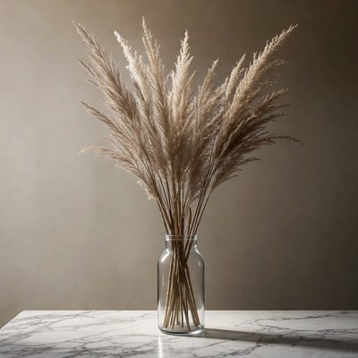 Pampas Grass in Glass Vase