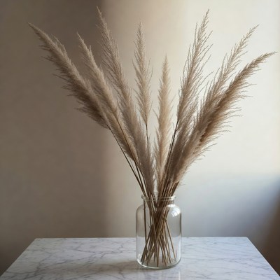 Pampas Grass in Glass Jar