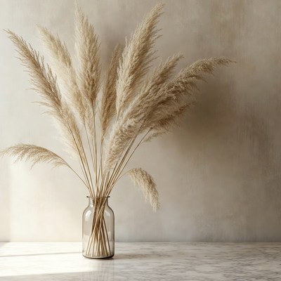 Pampas Grass in Glass Vase