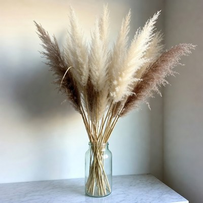 Pampas Grass in Glass Jar
