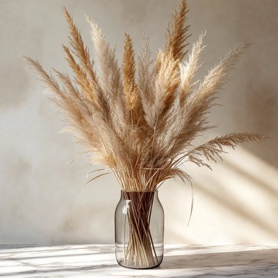 Pampas Grass Bouquet in Glass Vase