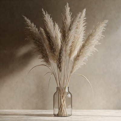 Pampas Grass Bouquet in Glass Vase