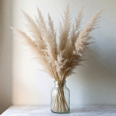 Pampas Grass in Glass Vase