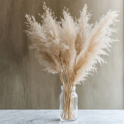 Pampas Grass in Glass Jar
